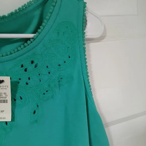 NWT Talbots Women Petites Teal Green 100% Cotton Sun Dress Plus Size 1X - Picture 6 of 7